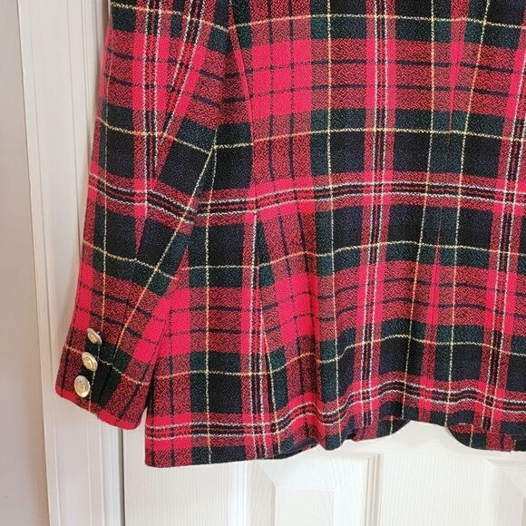 Vintage Plaid/Gold Bottons Blazer 14 - Picture 4 of 9